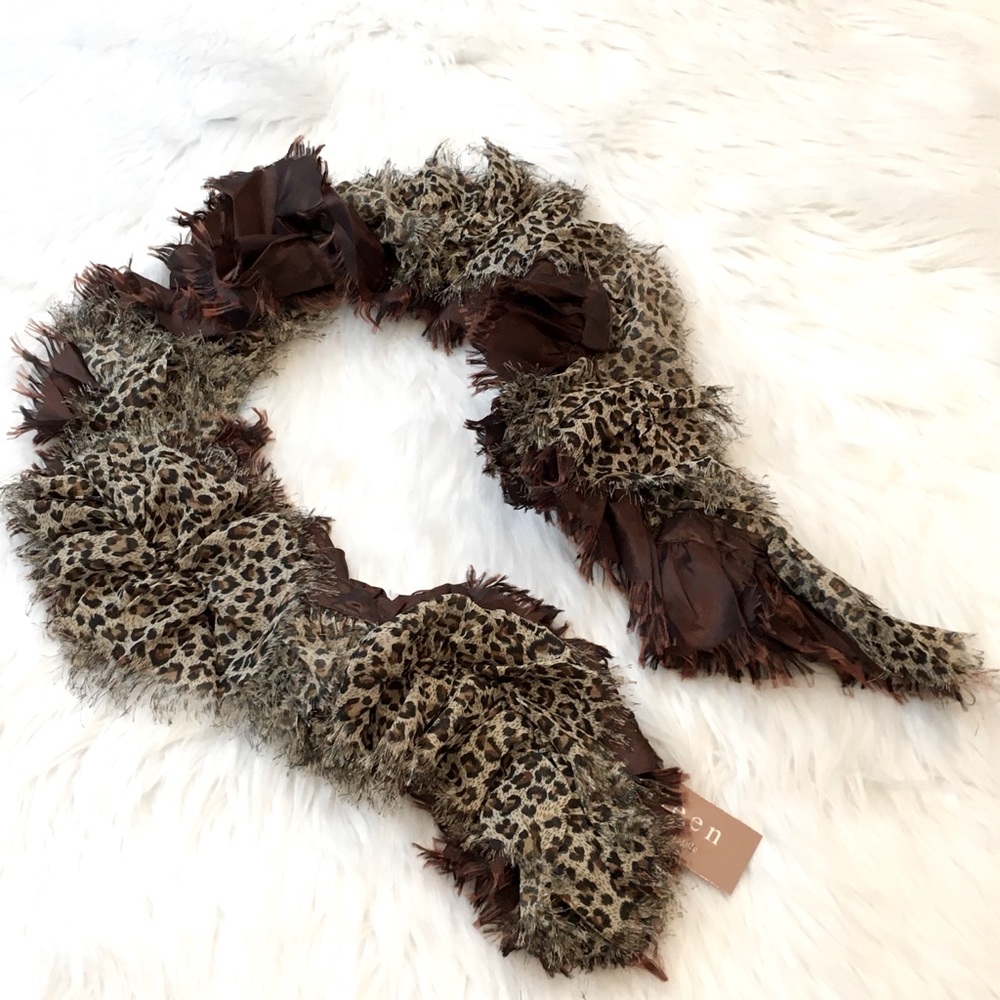 Animal Print & Chocolate Ruffle Scarf - Picture 2 of 7